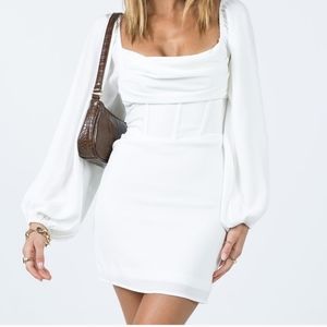 Princess Polly Lillie Long Sleeve Mini Dress White